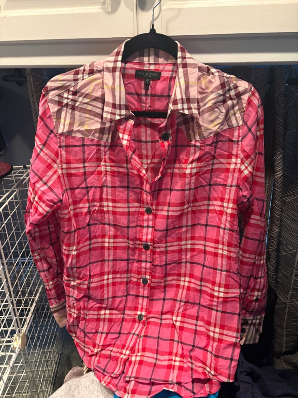 rag & bone Pink Plaid Button-Down Shirt women